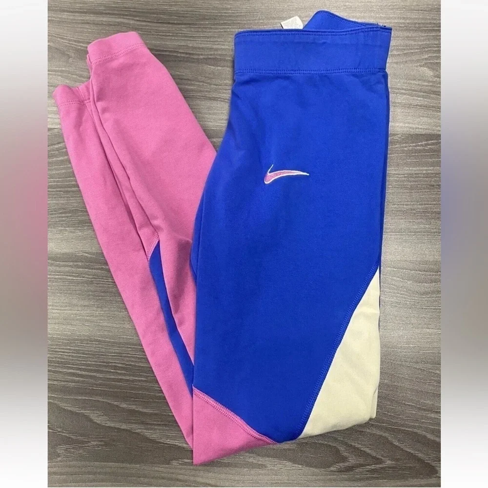 NIKE Women’s Athletic Leggings CJ3693-480 Game Royal Blue & Pink Size Small